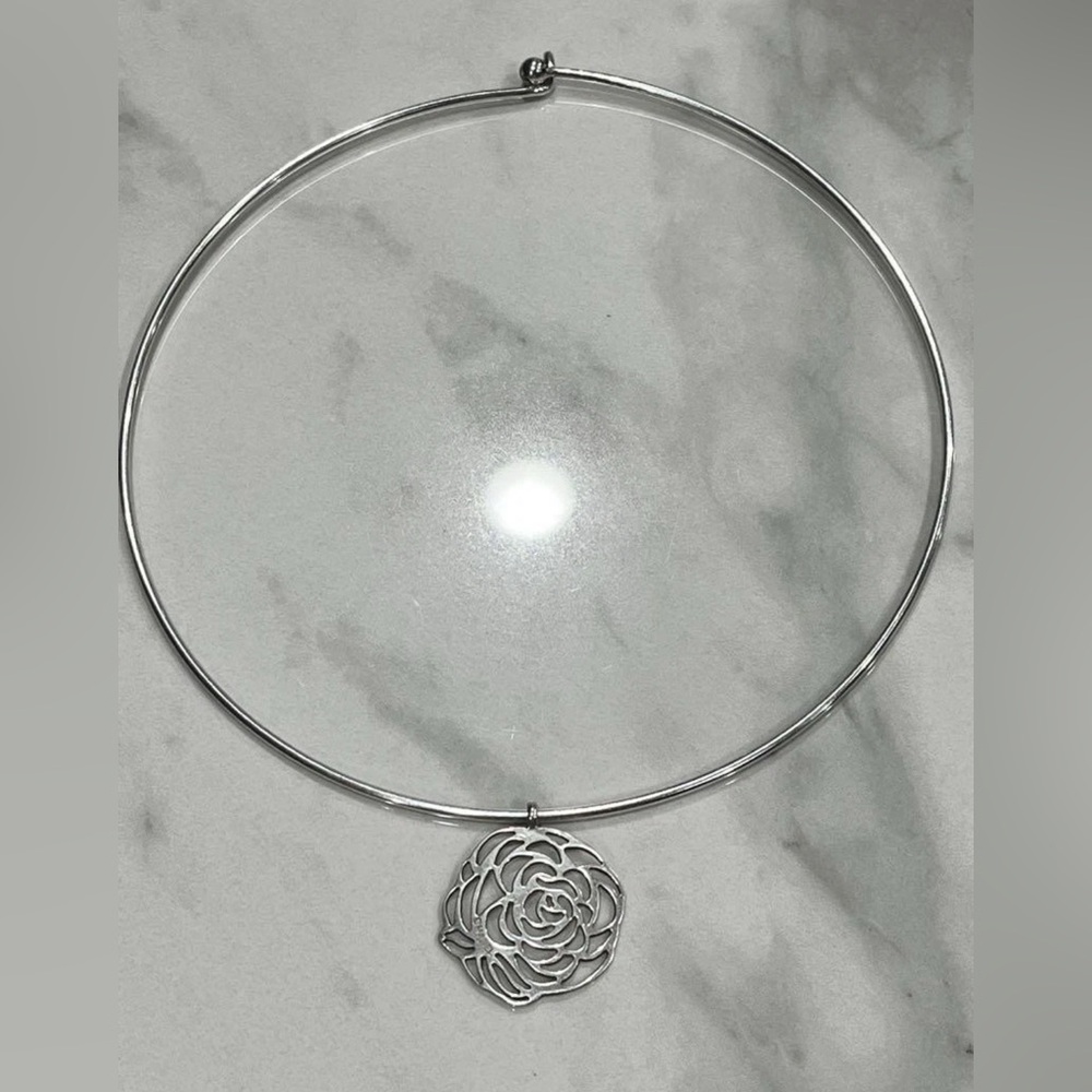 Chanel Silver 925 Cutout Camellia Flower Choker